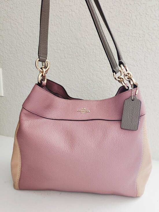 Coach Handbags - Like New Rare Coach Two-Tone Pink & Tan Leather Shoulder Bag Purse
